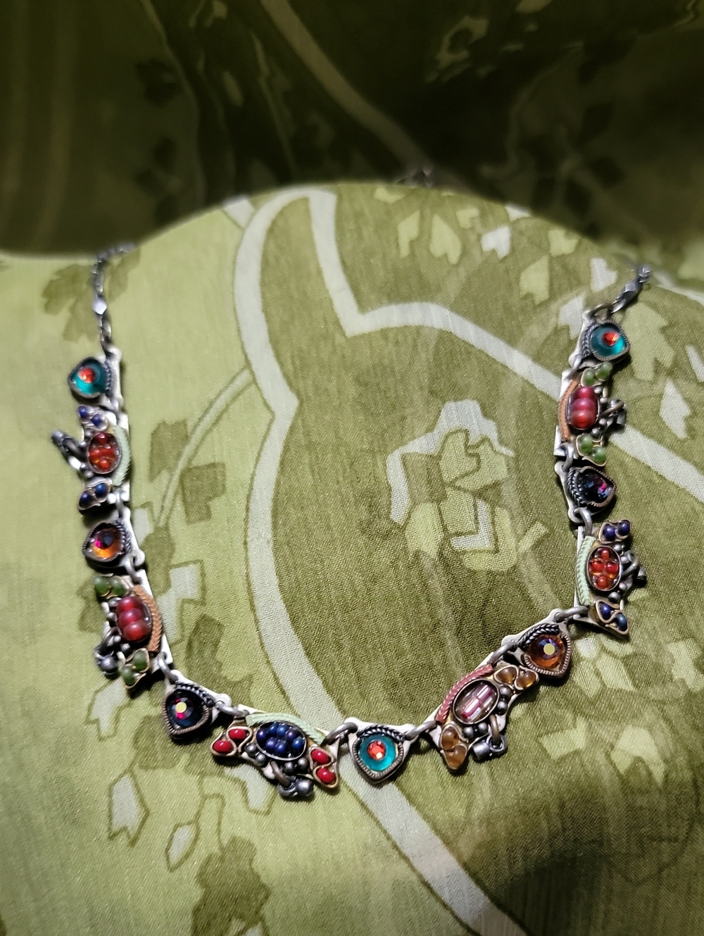 Multicolor Ayala Bar Beaded Silver-Tone Statement Necklace